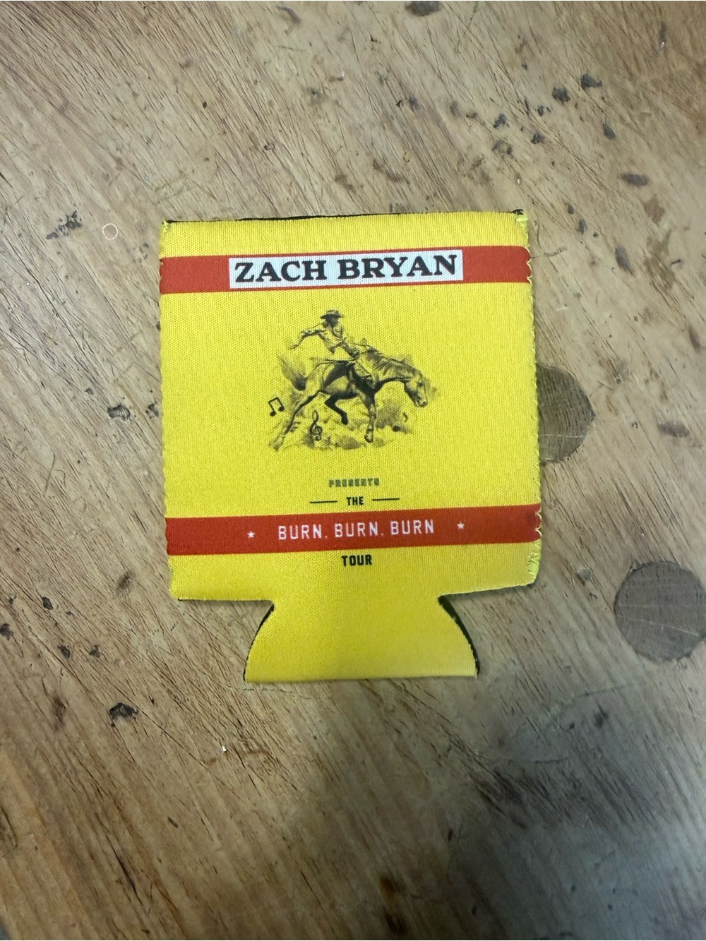 Zach Bryan The Burn, Burn, Burn Tour 2023 Yellow Can Cooler Koozie Sleeve
